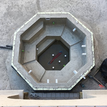 aerial view of hexagon icf pool